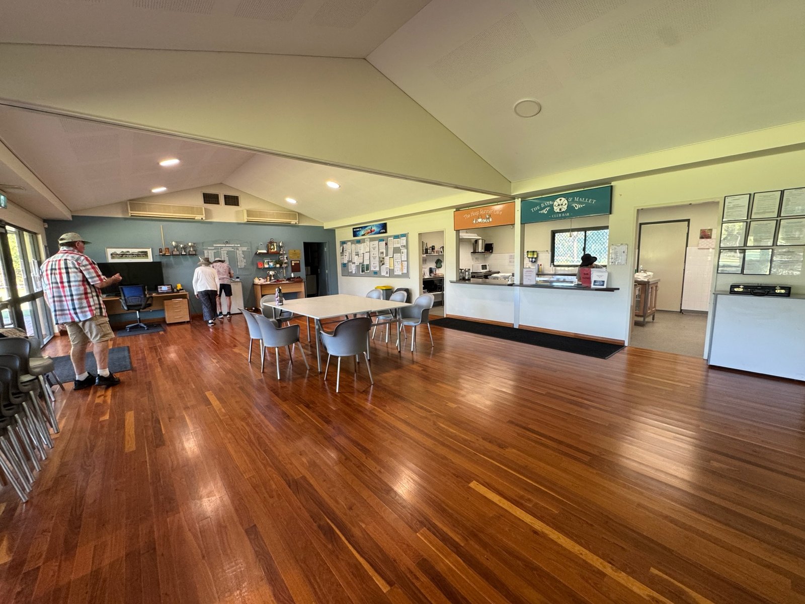 Inside the Cambridge Croquet Club clubhouse
